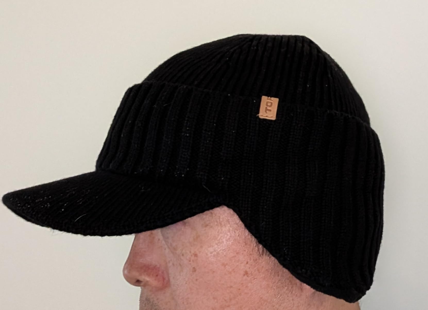 TOP-EX DryKnit Waterproof Merino Wool Beanie Hat with Brim Ear Flaps Fleece Lined Ski Cap for Cold Weather & Large Heads - Customer Photo 2