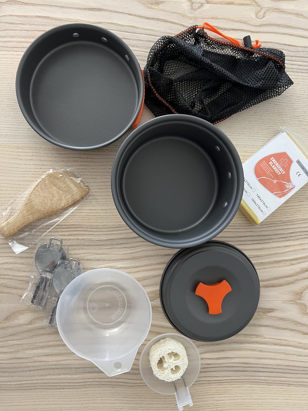 12 PCS Lightweight Camping Cookware Set – Non-Stick Pots, Pans & Utensils for Backpacking, Hiking & Outdoor Cooking – Compact Mess Kit for 2-3 People (Orange, Aluminum) - Customer Photo 1