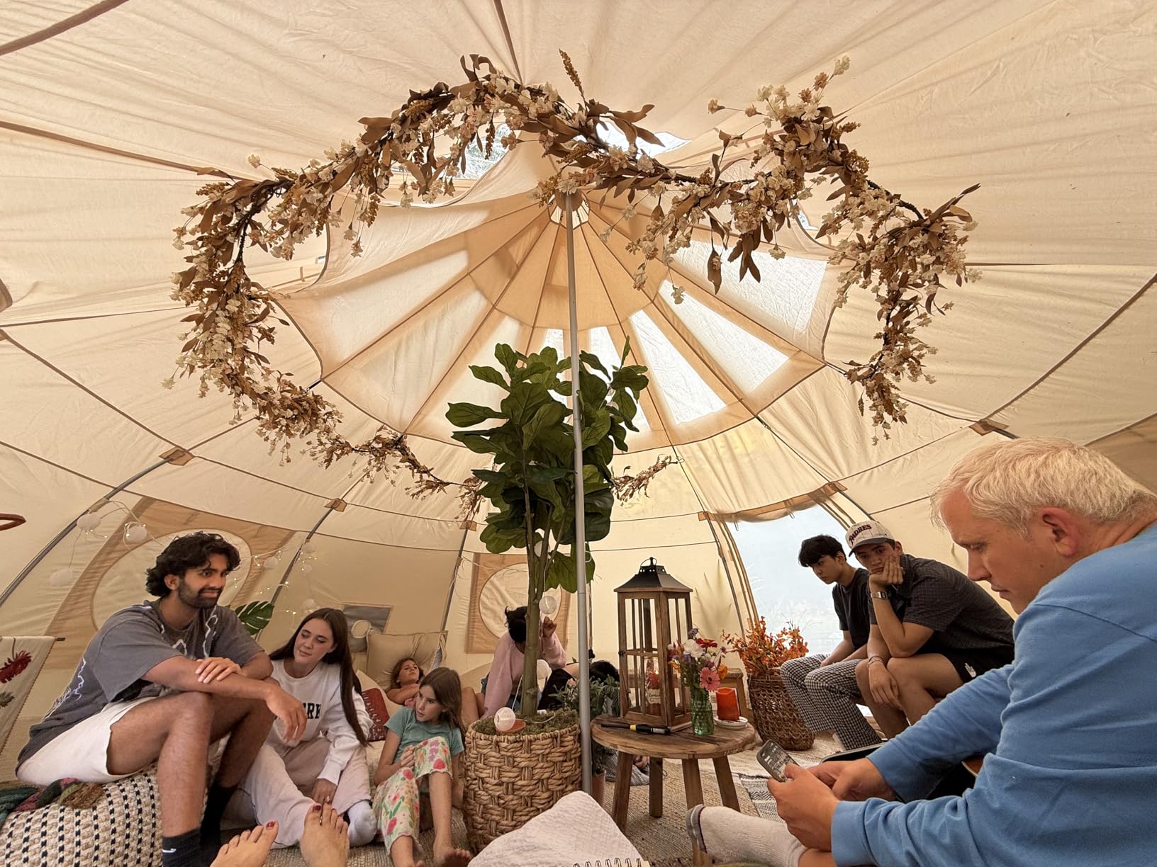 TOMOUNT Canvas Tent with Rainfly with Stove Jack Bell Tent Yurt Glamping Tent with TPU Transparent Roof for Family Camping - Customer Photo 1