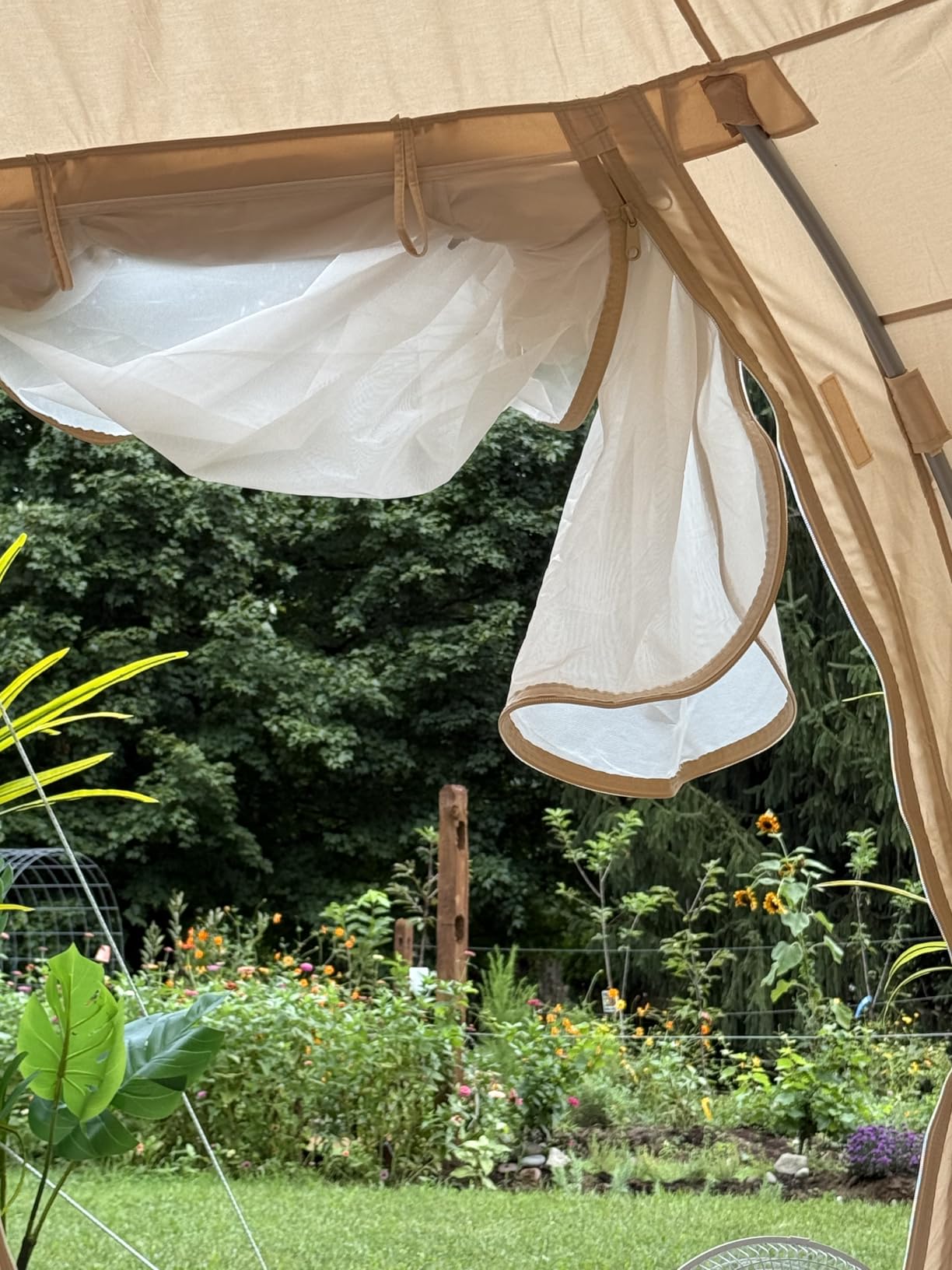 TOMOUNT Canvas Tent with Rainfly with Stove Jack Bell Tent Yurt Glamping Tent with TPU Transparent Roof for Family Camping - Customer Photo 2