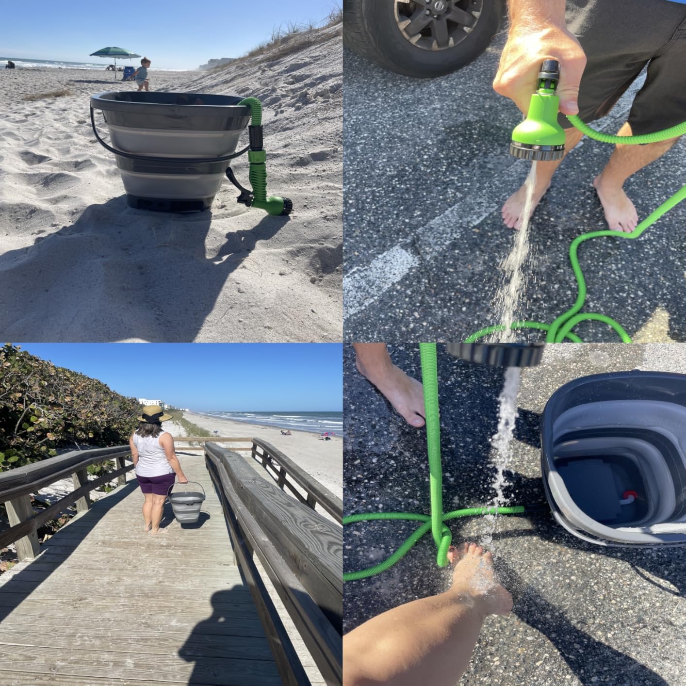 Rinse Kit & Portable Shower | Battery Powered with 60 Min Runtime | 4 Gal Collapsible Water Bucket | Perfect for Outdoor, Camping, Hiking, RV, & Beach Use | Car, Dog & Bike Wash - Customer Photo 1